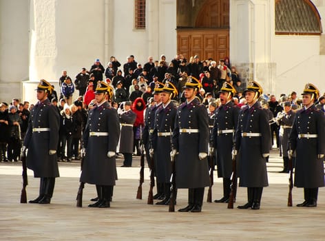 Changing of the Guards Ceremony, Cathedral Square, Moscow Kremlin Complex, Russia