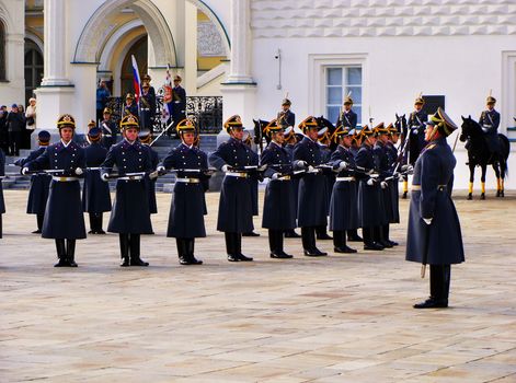 Changing of the Guards Ceremony, Cathedral Square, Moscow Kremlin Complex, Russia