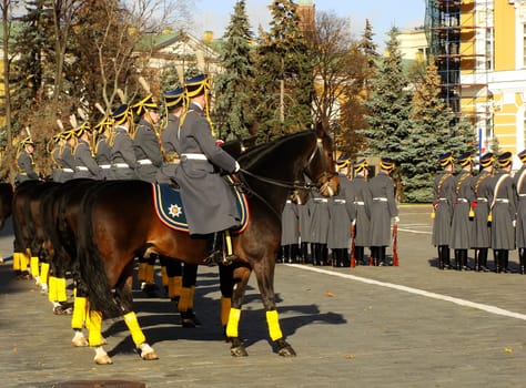 Changing of the Guards Ceremony, Cathedral Square, Moscow Kremlin Complex, Russia