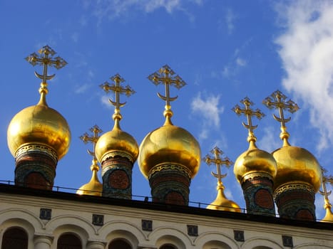 Domes of the Terem Churches, Moscow Kremlin Complex, Russia