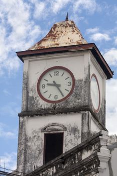 The old police station clock tower in Phuket town (vertical)