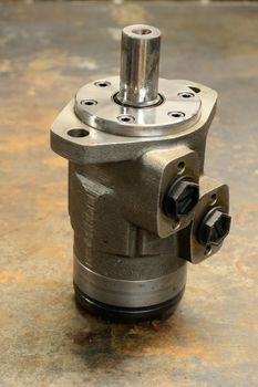 Hydraulic pumpmotor, close up photo.  industrial concept.