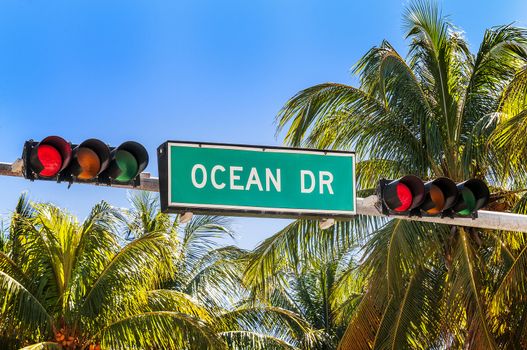 street sign of famous street Ocean Drive