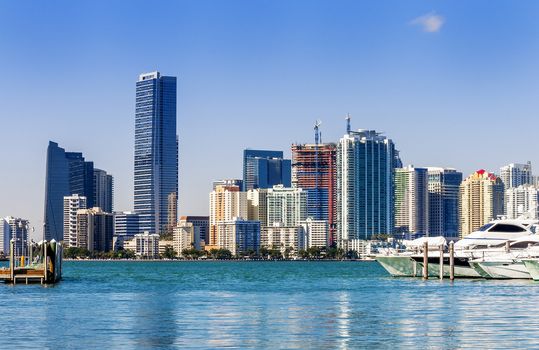 Miami south beach, view from port entry channel, Floride, USA. 