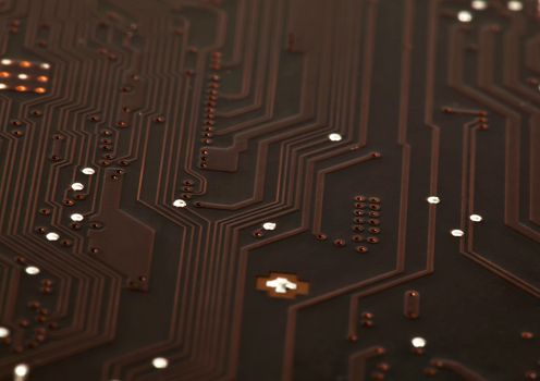 Laptop motherboard dark brown circuit background