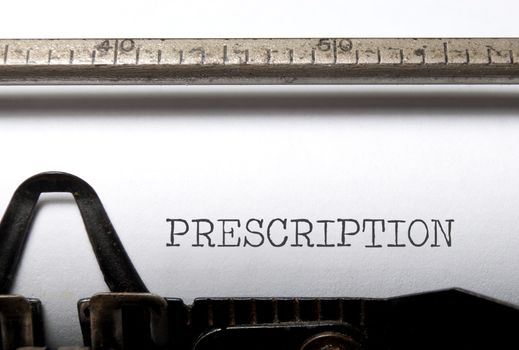 Prescription printed on a vintage typewriter 