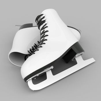 skates for figure skating on a gray background