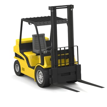 Modern yellow forklift isolated on white background