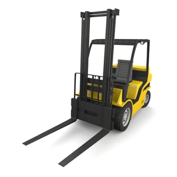 Modern yellow forklift isolated on white background