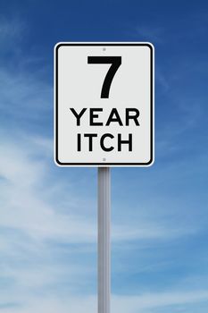 A modified speed limit sign indicating Seven Year Itch