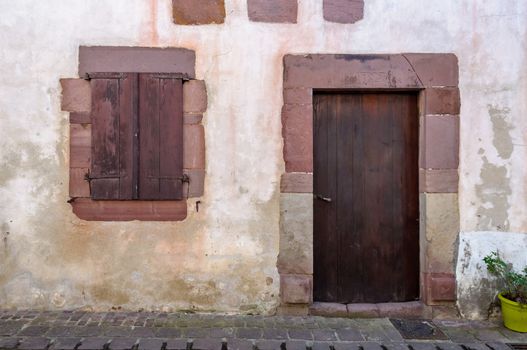 Old traditional house facade in the French basque country