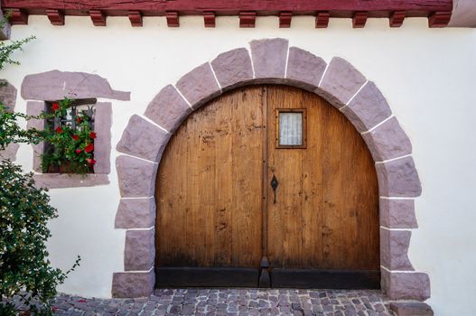 Old wooden door in the French Basque Country