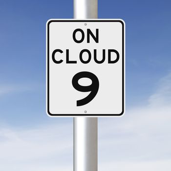 A modified speed limit sign indicating On Cloud 9