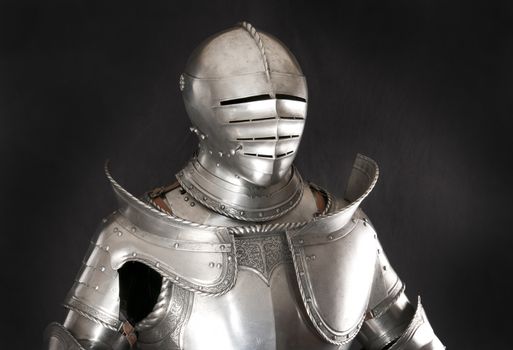 Armour of the medieval knight. Metal protection of the soldier against the weapon of the opponent