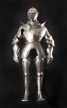 Armour of the medieval knight. Metal protection of the soldier against the weapon of the opponent