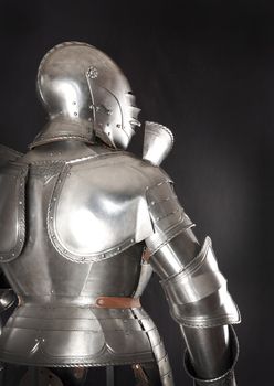 Armour of the medieval knight. Metal protection of the soldier against the weapon of the opponent