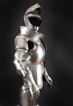 Armour of the medieval knight. Metal protection of the soldier against the weapon of the opponent