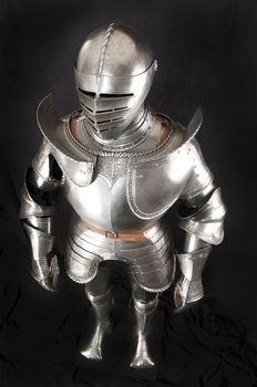 Armour of the medieval knight. Metal protection of the soldier against the weapon of the opponent