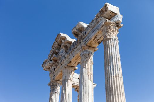 Ancient Apollo temple building columns at Turkey Side city ruins