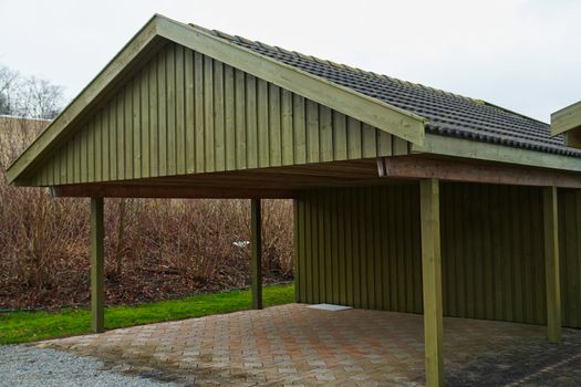 Modern classic design carport car garage parking made of wood