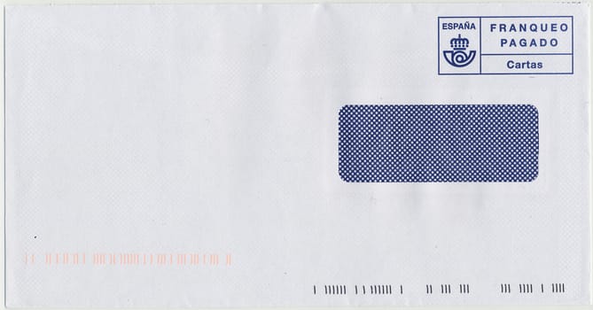 letter envelope with blue ink postage meter from Spain