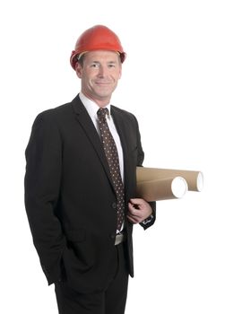 smiling architect with red helmet