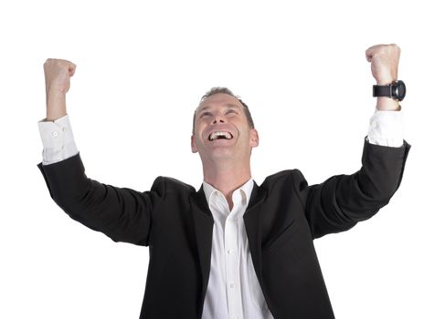 businessman cheering with two fists