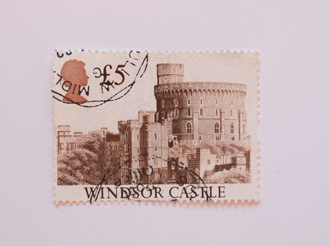 UK, CIRCA 1977 - Mail stamp bearing the Royal Castle of Windsor, released in the UK circa 1977