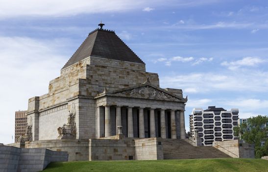 The Shrine of Remembrance is memorial to World War One veterans in Melbourne Australia