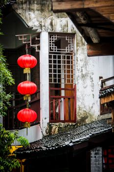 Chinese lamps street scene