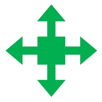 Four green arrows showing different directions in white background