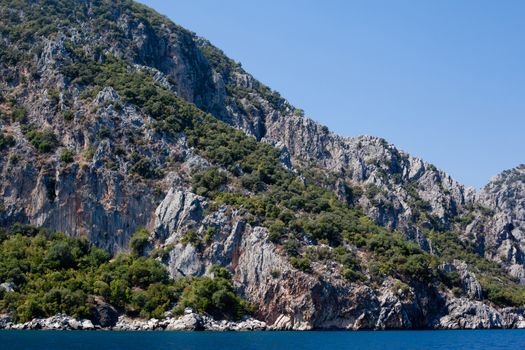 Wooded mountain and sea in Asia Minor
