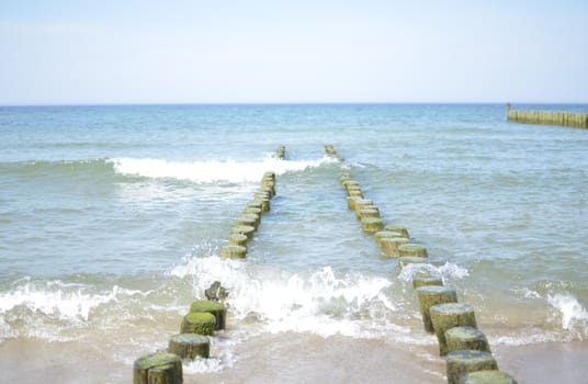 Baltic Sea,Breakwater and Beach in Summer Time