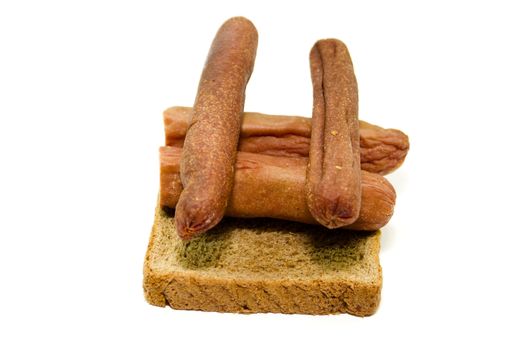 Roasted Hot Dogs with Brown Toast Bread