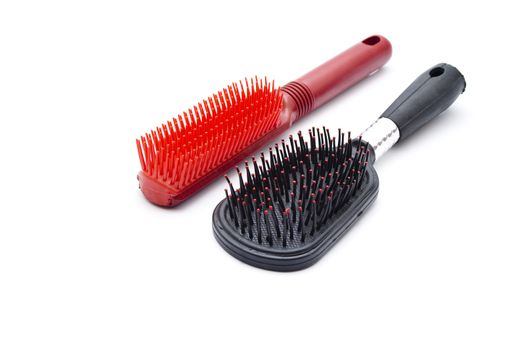 Different Hairbrush on white background