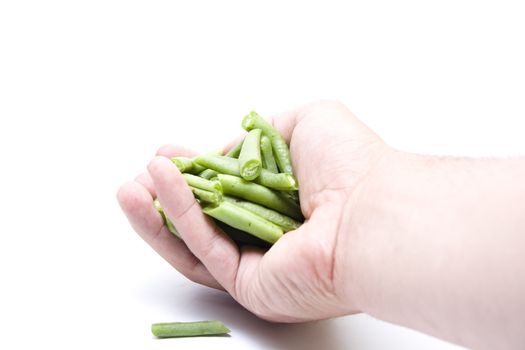 Fresh Green Stick Beans in the Hand