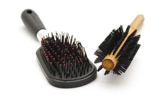 Different Hairbrush on white background