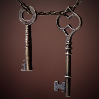 picture of an old keys on a brown background