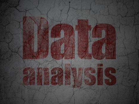 Information concept: Red Data Analysis on grunge textured concrete wall background, 3d render