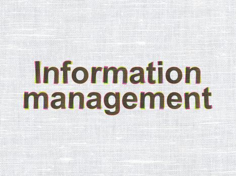 Information concept: CMYK Information Management on linen fabric texture background, 3d render