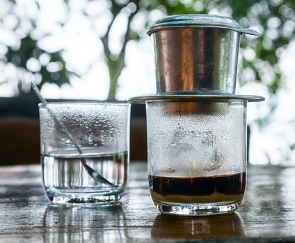 Coffee brewed in traditional vietnamese style