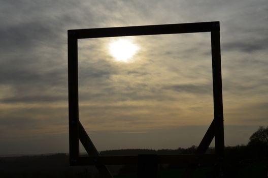 The setting sun caught in a frame.
