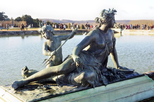 Park of castle of Versailles, Park of the castle of Versailles sculpture reflecting pool representing the French river Loire