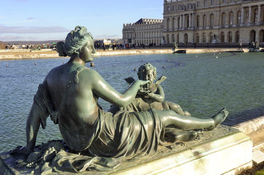 Nymph of the water mirror of the castle of Versailles