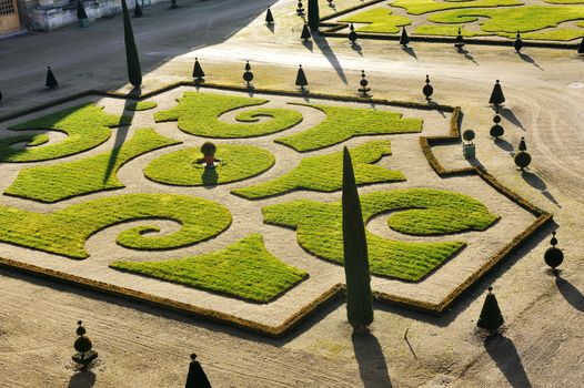 The orangery park of the castle of Versailles in alignment with the water part of the Swiss