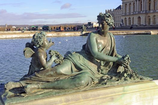 Park of castle of Versailles, Park of the castle of Versailles sculpture reflecting pool representing the French river Loire