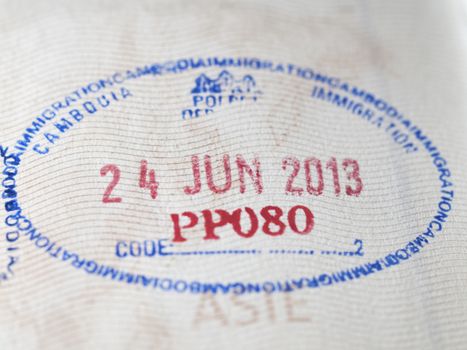 Entry visa stamp in Cambodia