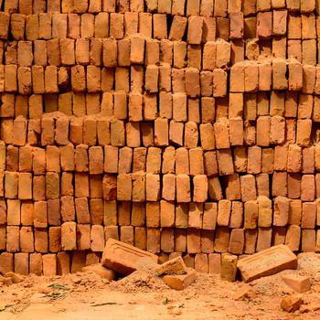 Stack of bricks on a construction site