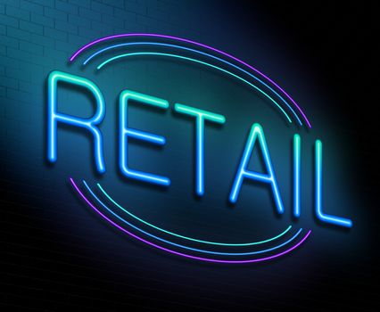 Illustration depicting an illuminated neon sign with a retail concept.