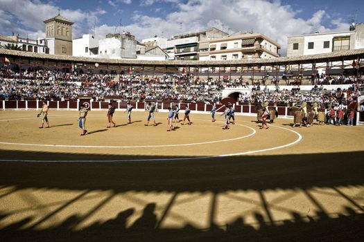 Ubeda, Jaen province, SPAIN - 29 september 2008: Spanish bullfighter at the paseillo or initial parade in Ubeda, Jaen province, Spain, 29 september 2010